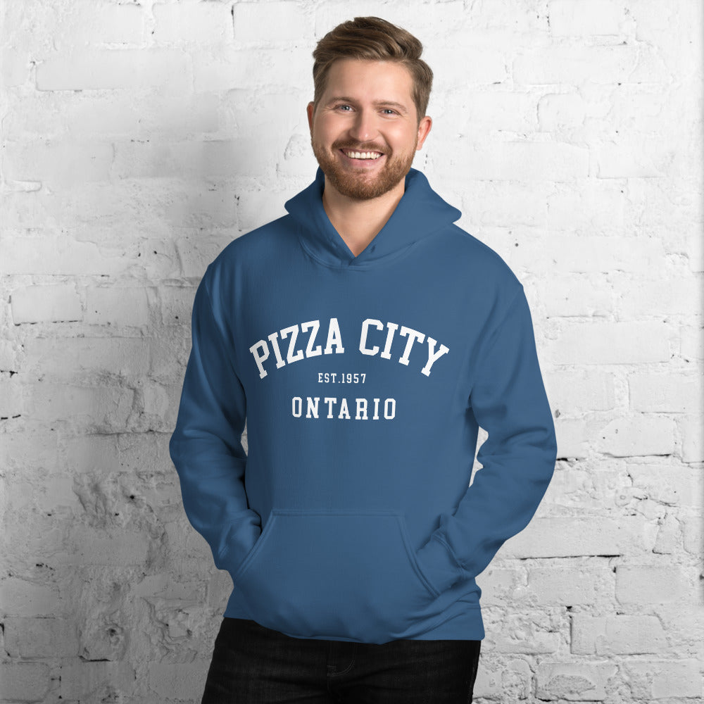 Pizza City, Ontario Lock-Up Hoodie - White Print