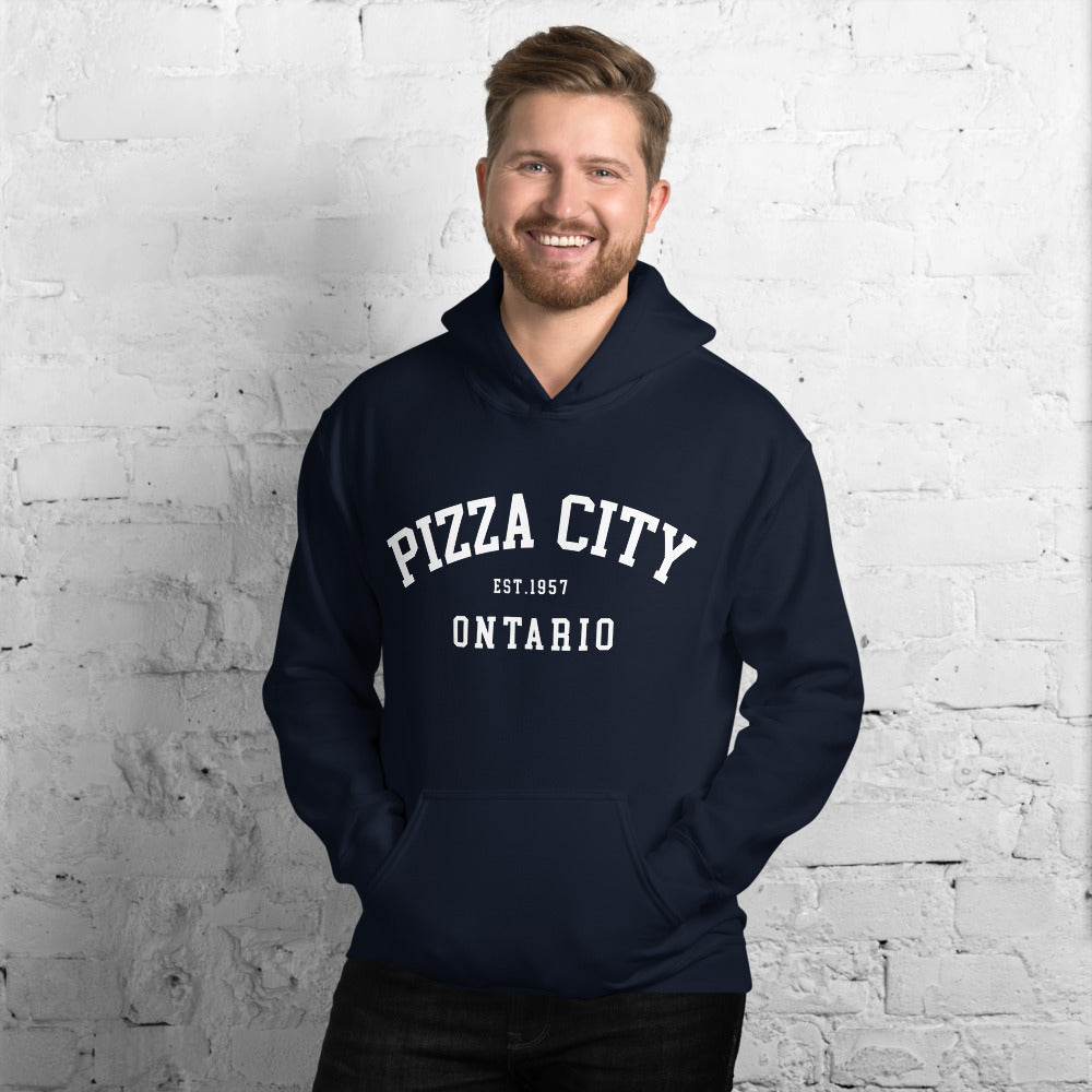 Pizza City, Ontario Lock-Up Hoodie - White Print