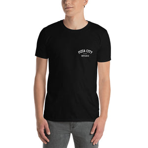 Pizza City, Ontario Lock-Up T-Shirt - White Print