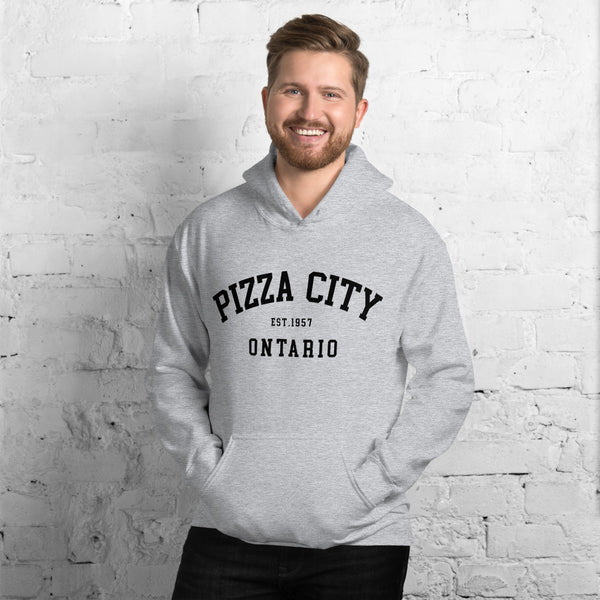 Pizza City, Ontario Lock-Up Hoodie - Black Print – George Kalivas